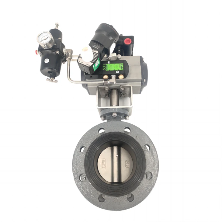 Falf glöyn byw flange dur cast niwmatig