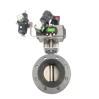 Falf glöyn byw flange dur cast niwmatig
